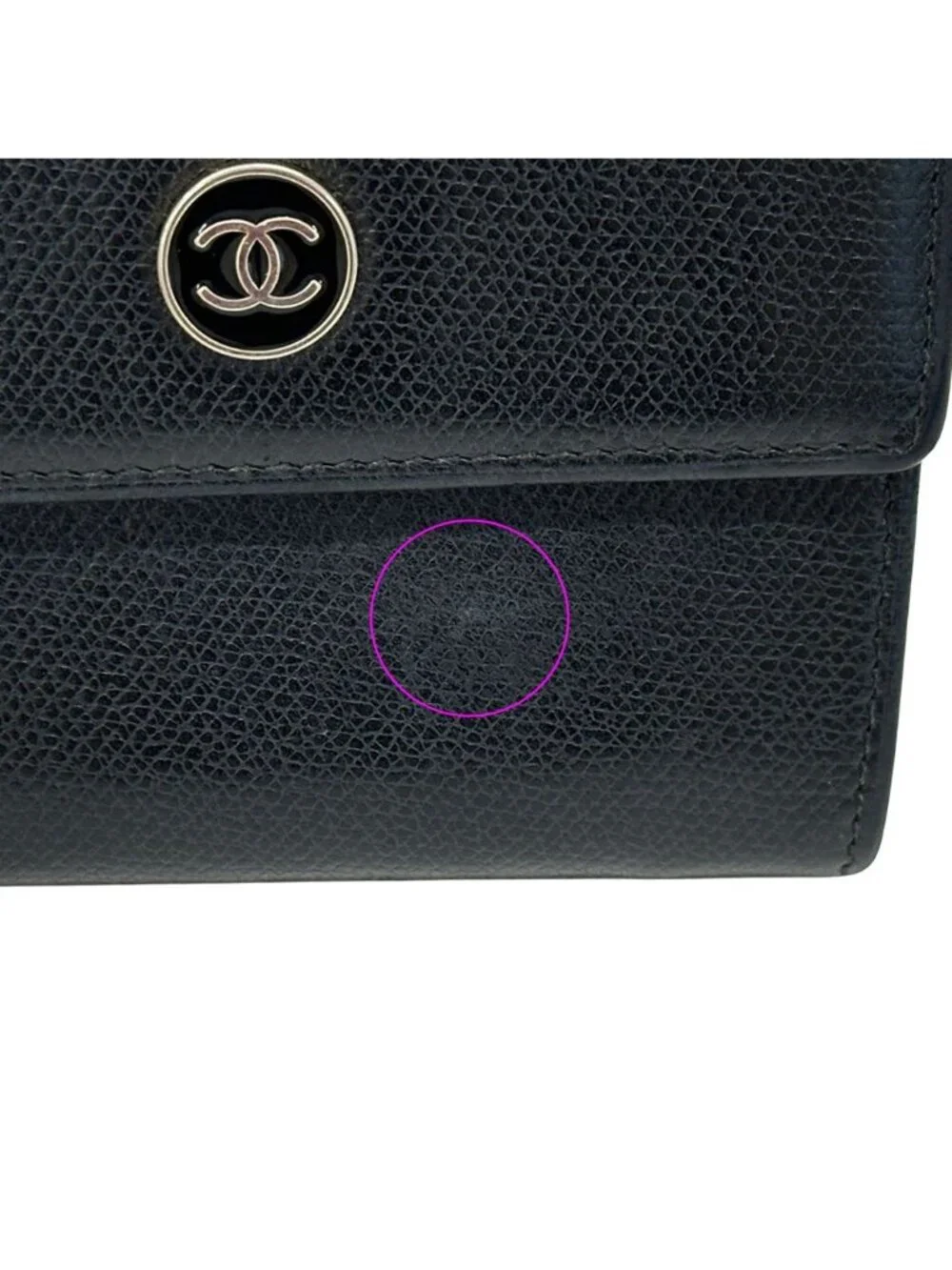 Chanel Wallet Coco Button Bifold Leather Black Simple Adult Logo